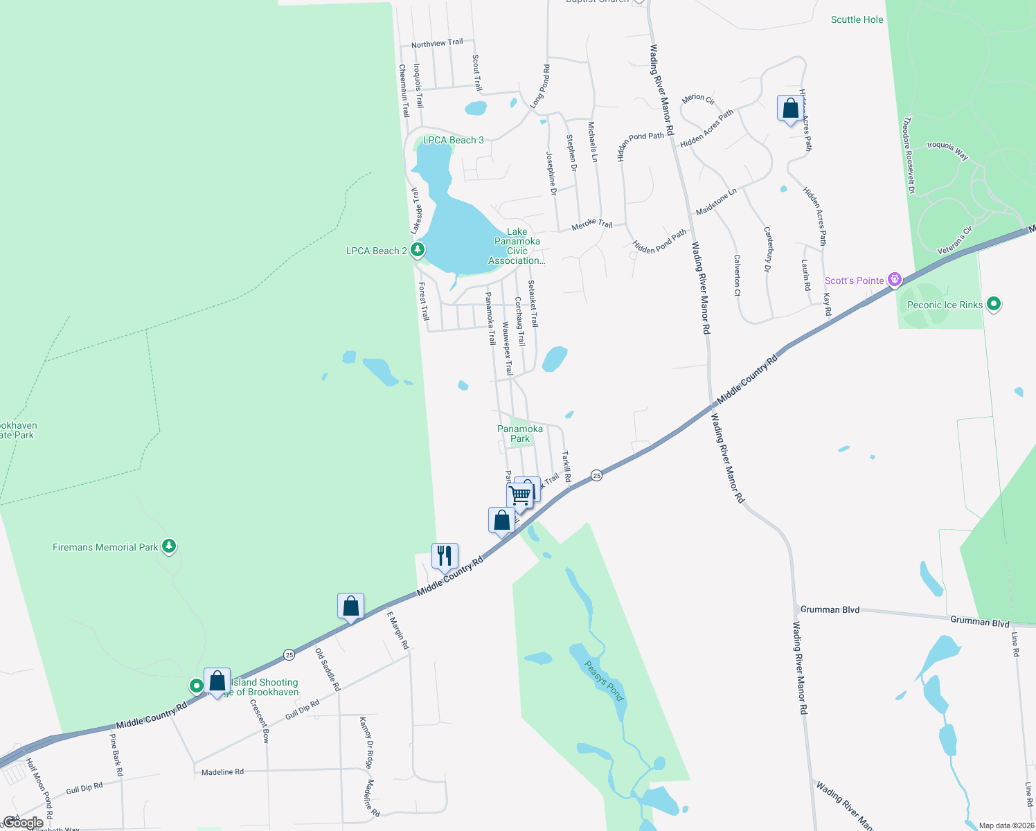 map of restaurants, bars, coffee shops, grocery stores, and more near 65 Tarkill Road in Ridge