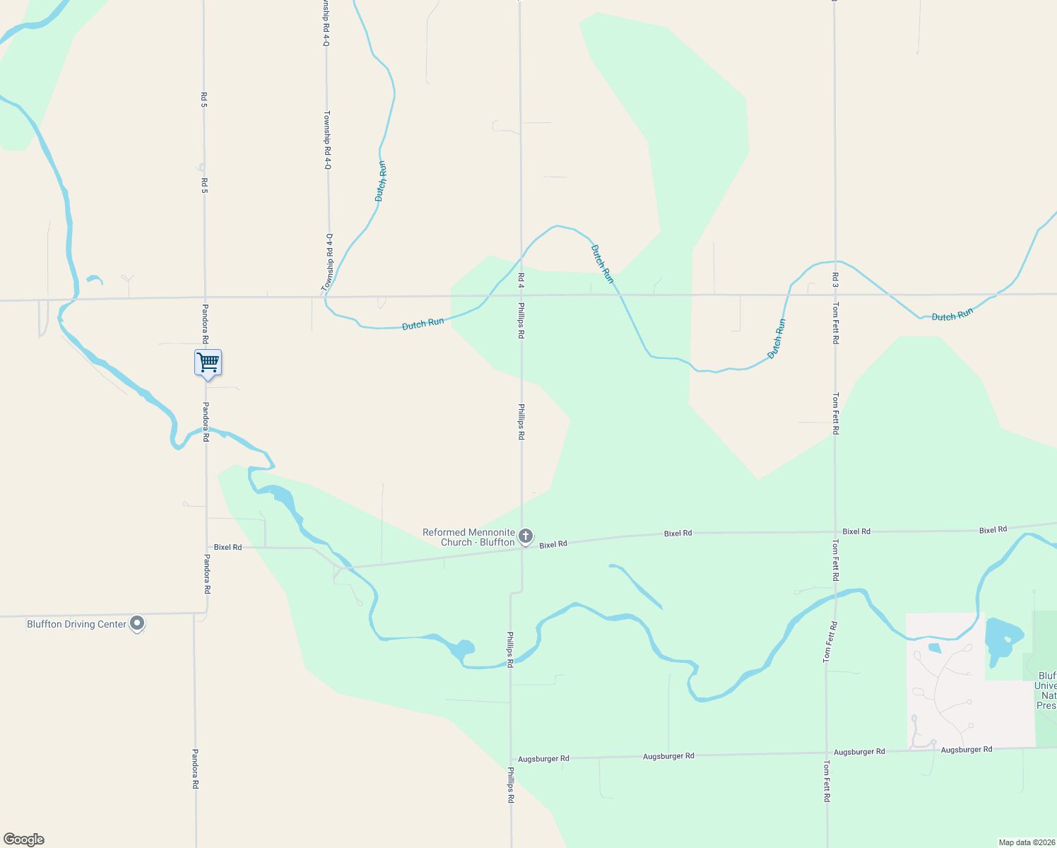 map of restaurants, bars, coffee shops, grocery stores, and more near 12090 Phillips Rd in Pandora