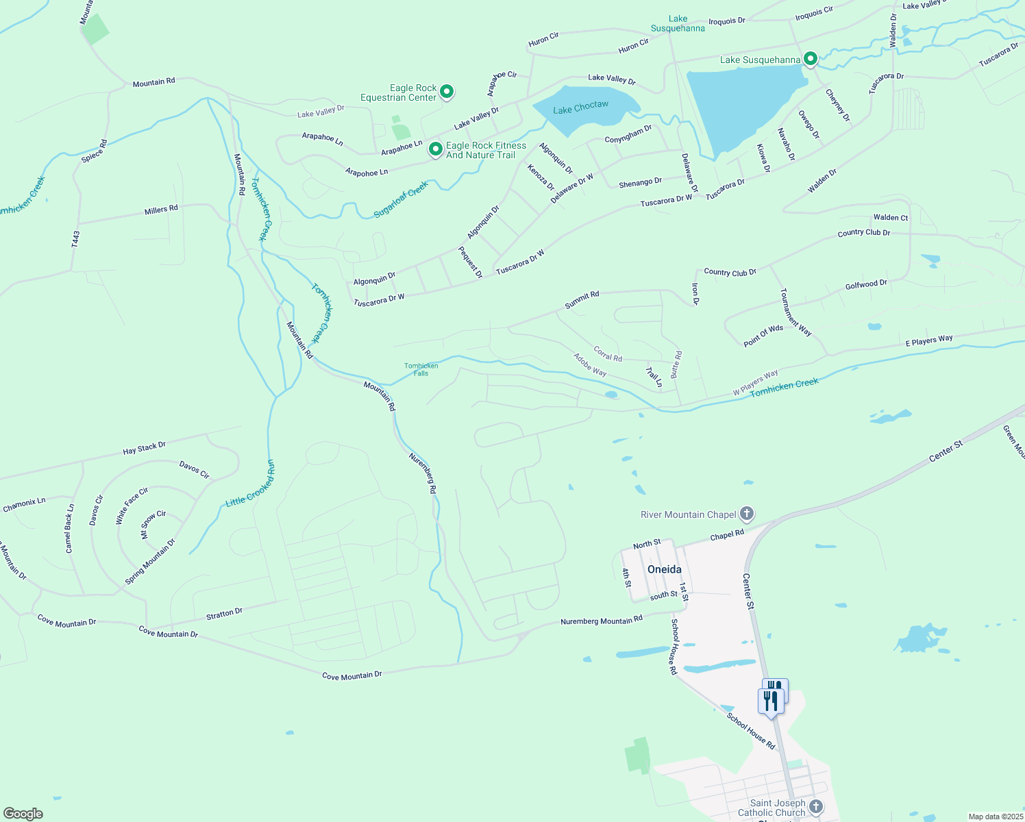 map of restaurants, bars, coffee shops, grocery stores, and more near 1 Country Club Drive in Luzerne County
