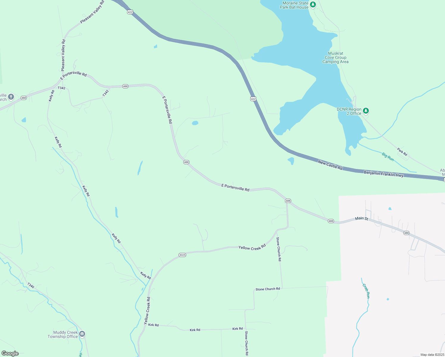 map of restaurants, bars, coffee shops, grocery stores, and more near 658 East Portersville Road in Portersville