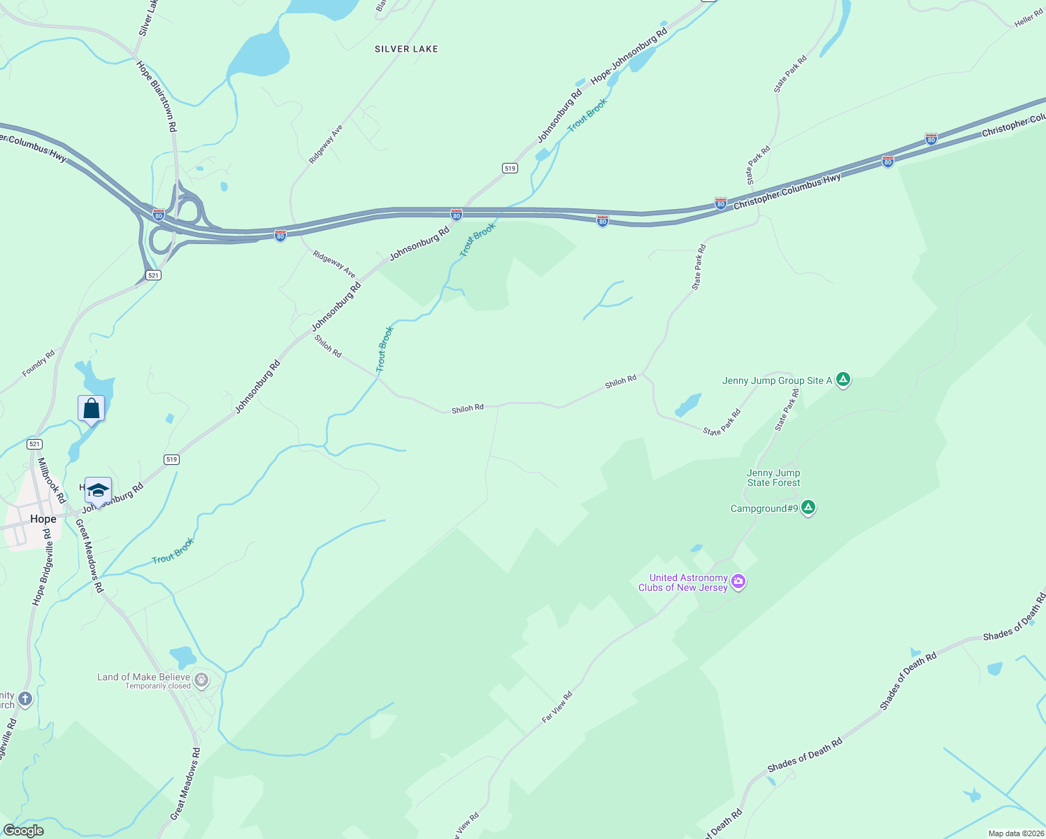 map of restaurants, bars, coffee shops, grocery stores, and more near 236 Shiloh Road in Blairstown