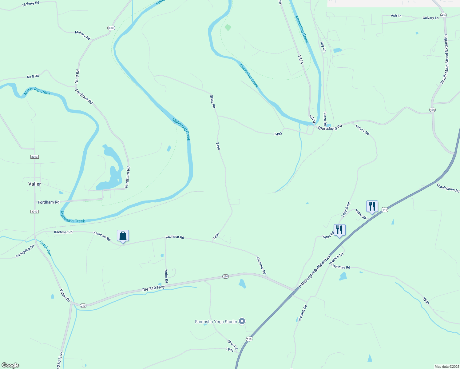 map of restaurants, bars, coffee shops, grocery stores, and more near 516 Laska Road in Punxsutawney