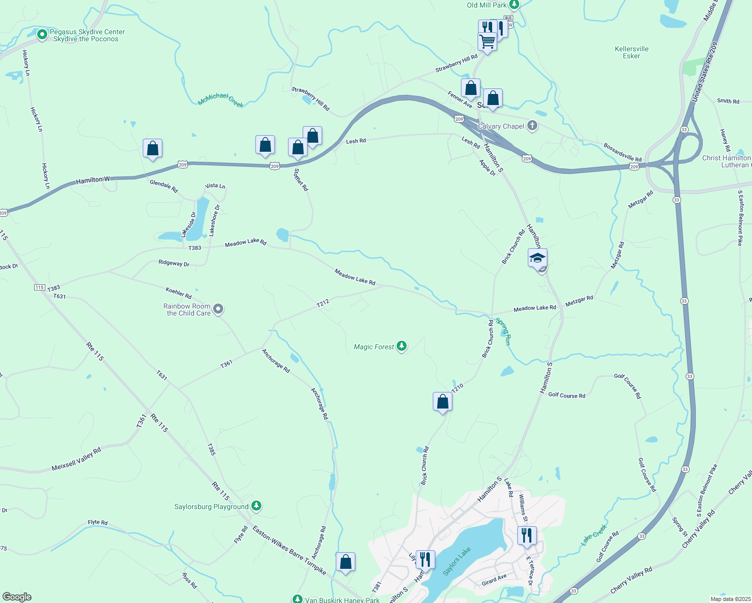 map of restaurants, bars, coffee shops, grocery stores, and more near 415 Arlington Way in Sciota