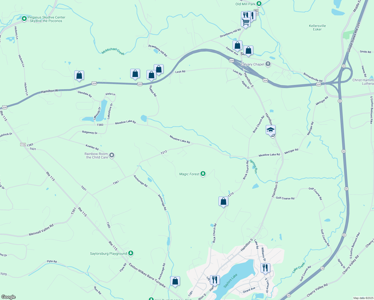 map of restaurants, bars, coffee shops, grocery stores, and more near 415 Arlington Way in Sciota