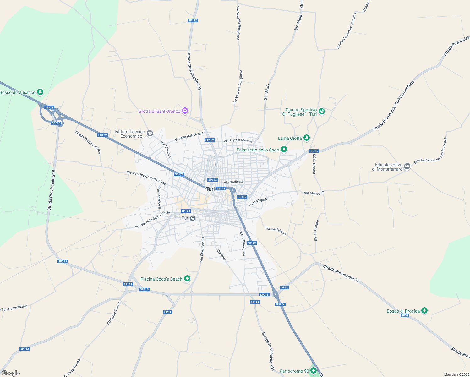 map of restaurants, bars, coffee shops, grocery stores, and more near 8 Largo Marchesale in Turi