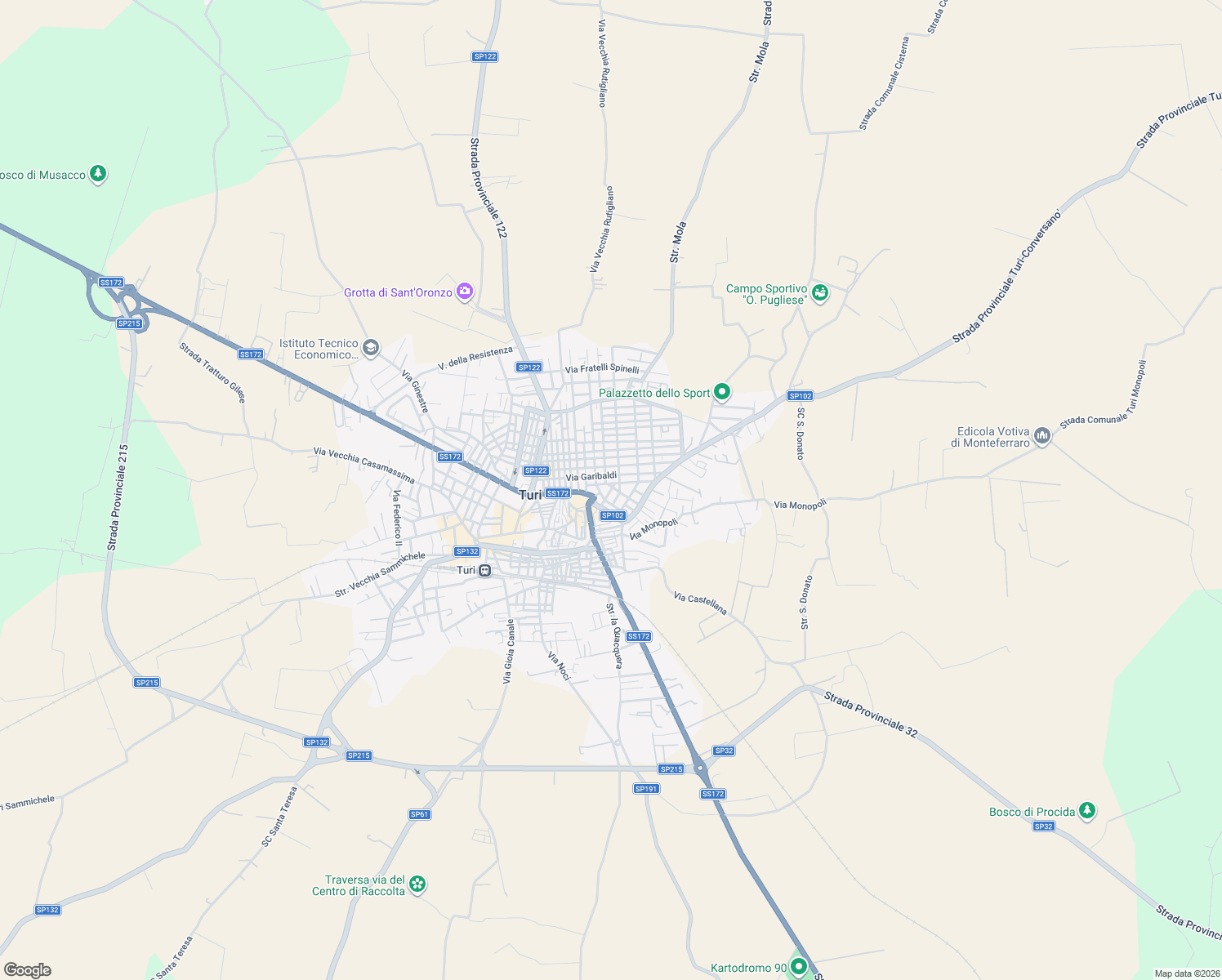 map of restaurants, bars, coffee shops, grocery stores, and more near 8 Largo Marchesale in Turi