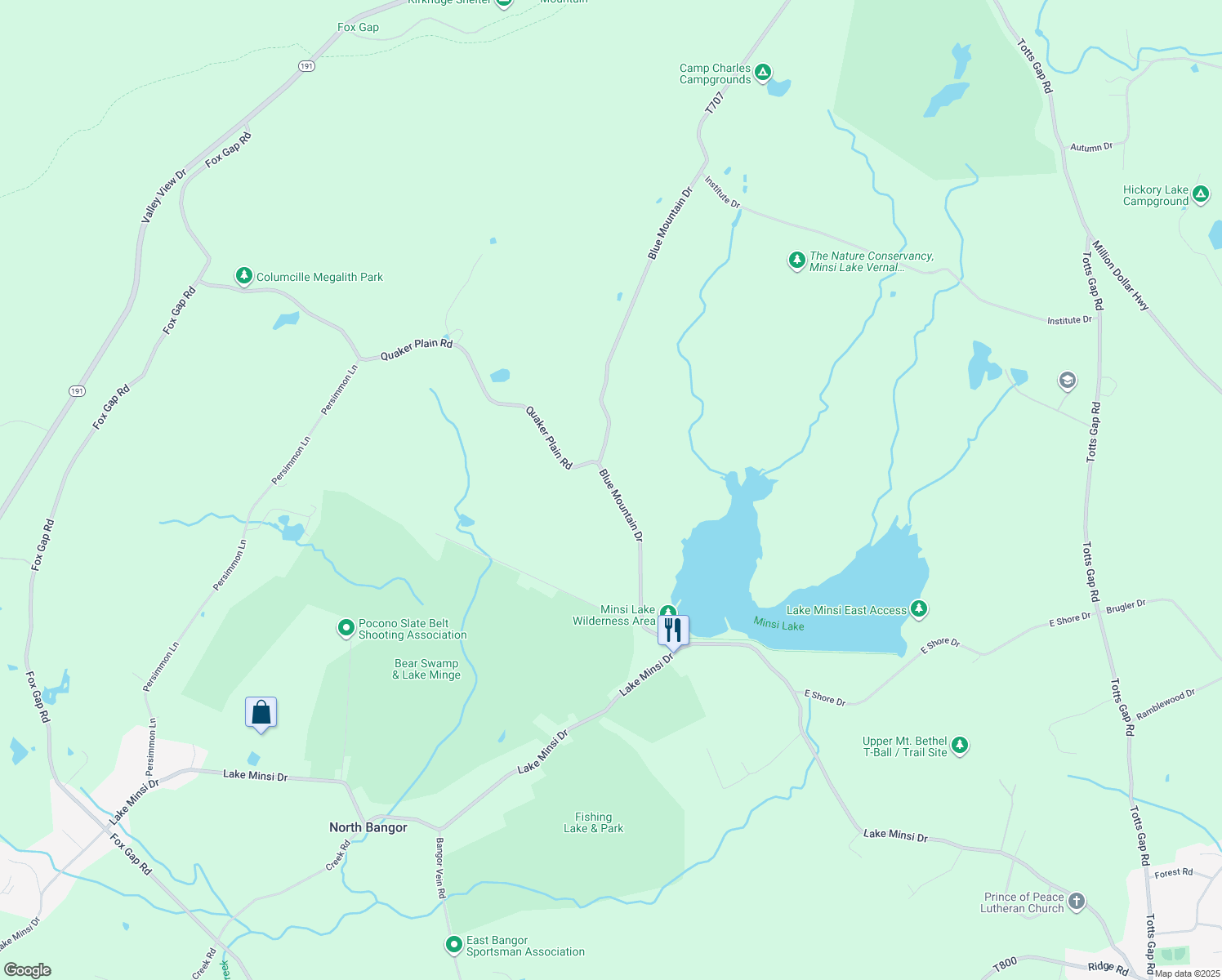 map of restaurants, bars, coffee shops, grocery stores, and more near 300 Blue Mountain Dr in Bangor