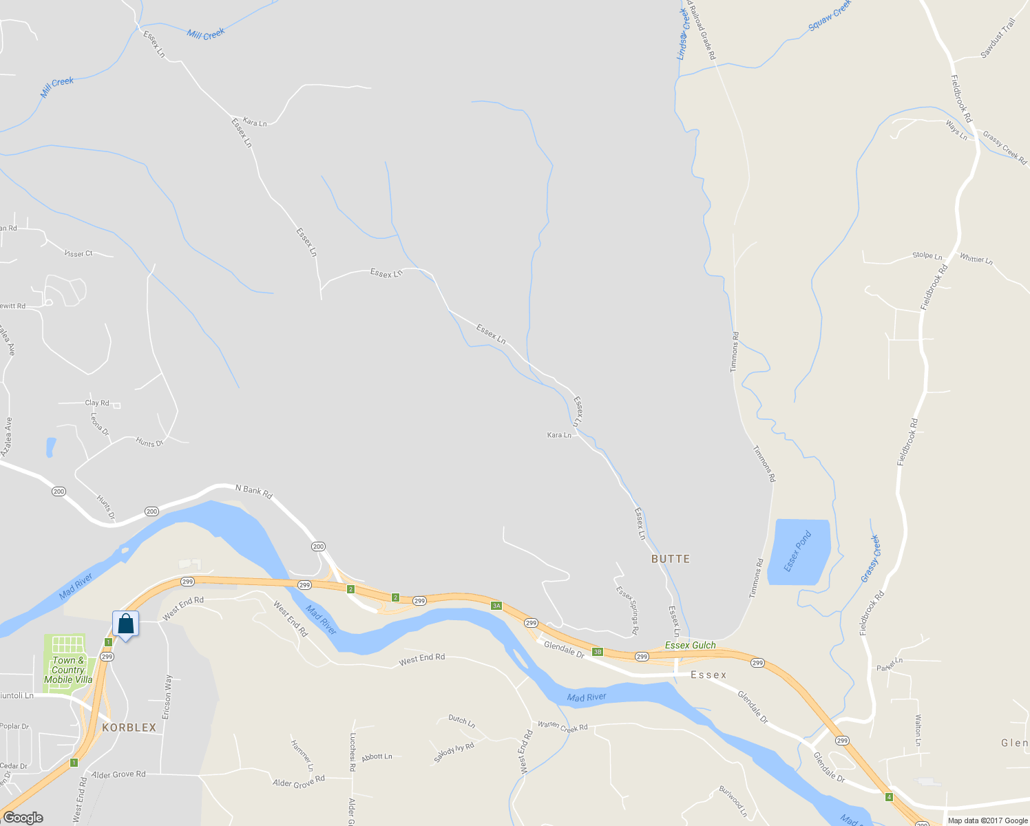 map of restaurants, bars, coffee shops, grocery stores, and more near 155 Kara Lane in McKinleyville