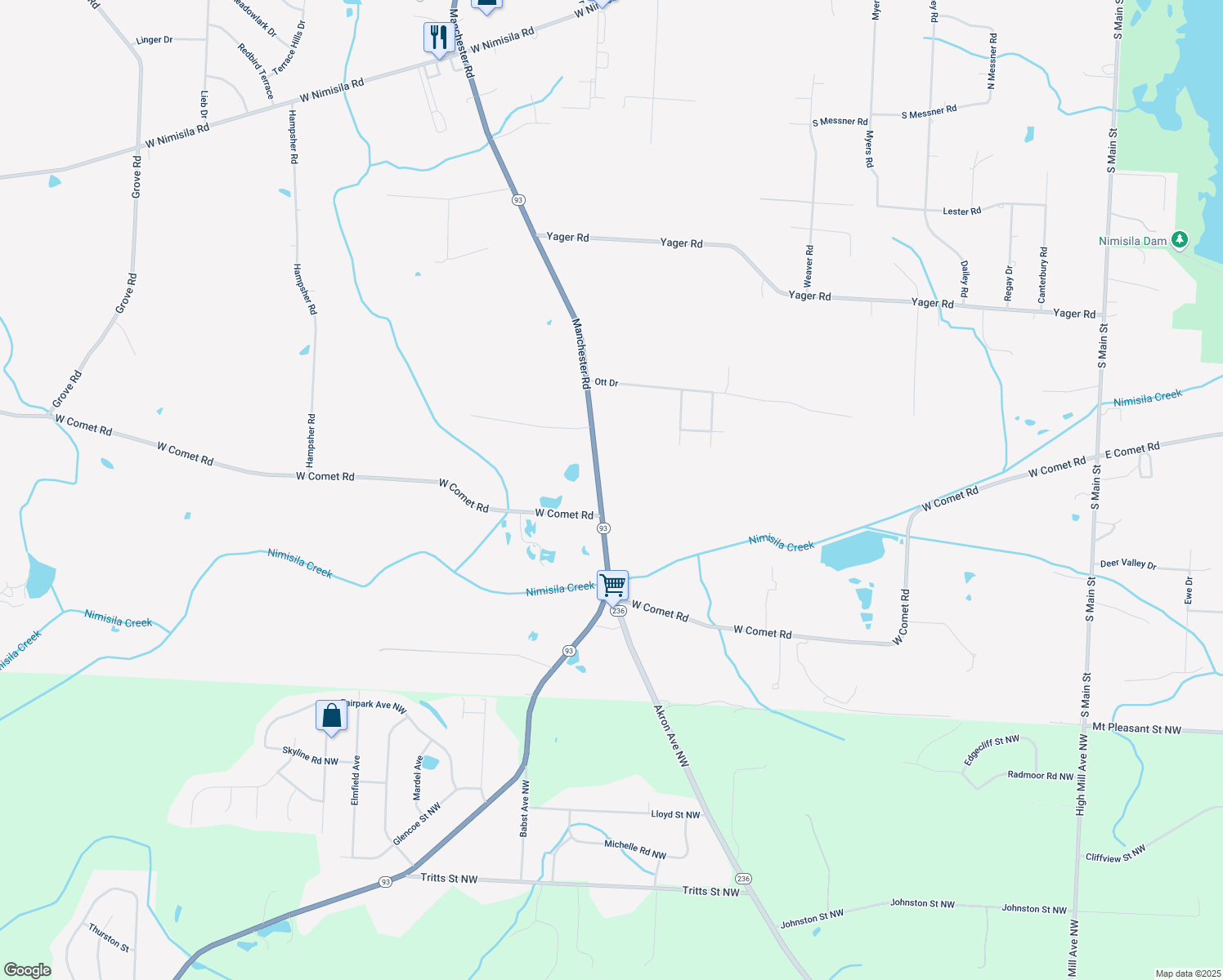 map of restaurants, bars, coffee shops, grocery stores, and more near 6853 Manchester Rd in Clinton
