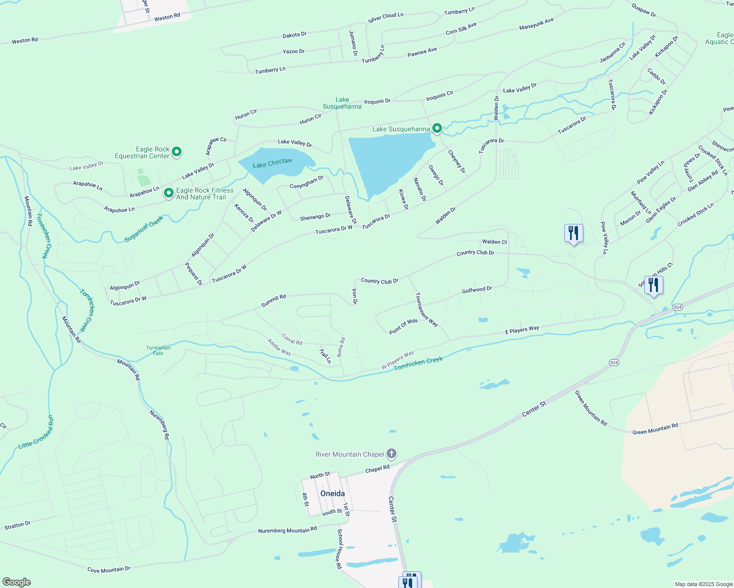 map of restaurants, bars, coffee shops, grocery stores, and more near 8 Clubhouse Circle in Hazleton
