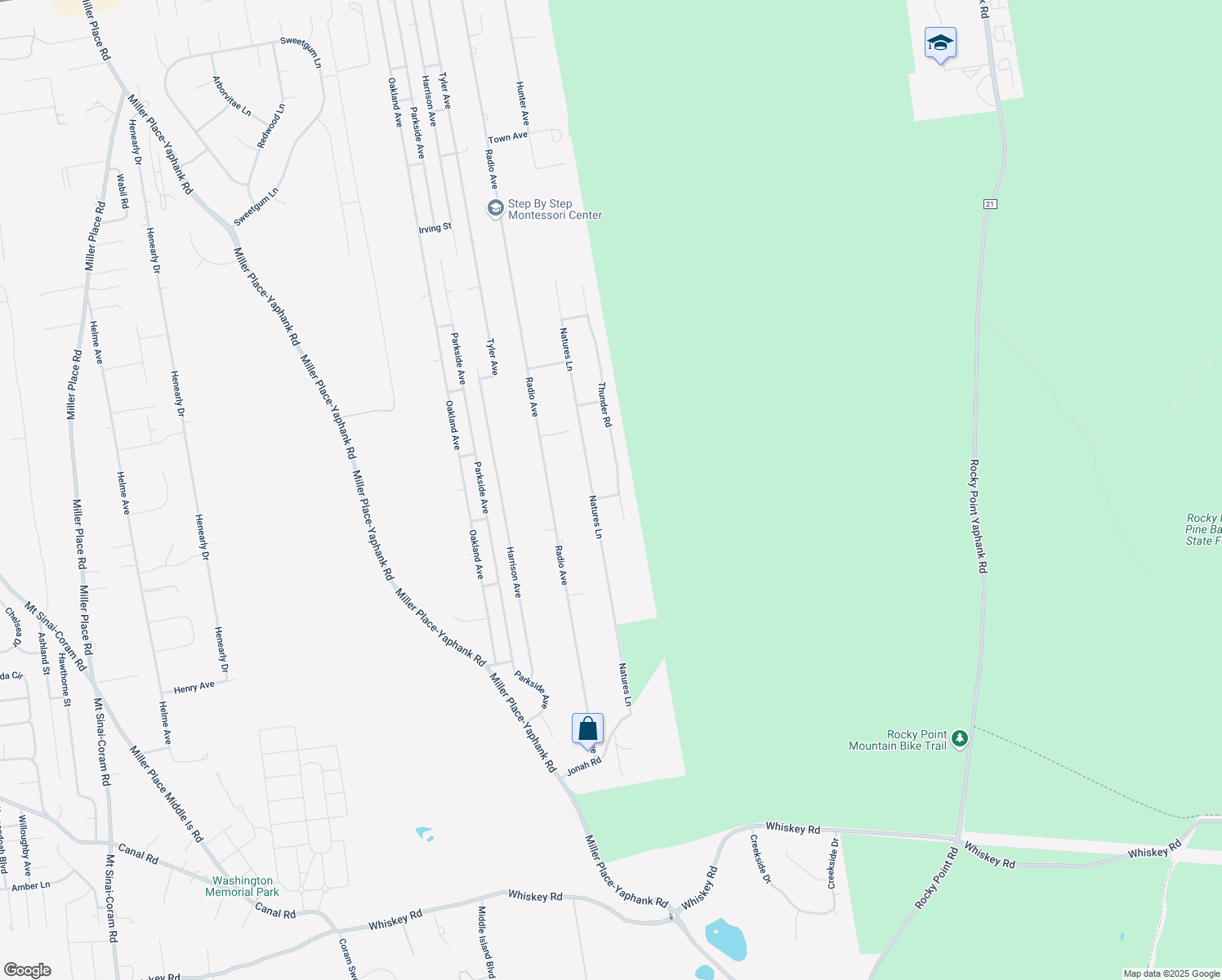 map of restaurants, bars, coffee shops, grocery stores, and more near 8 Thunder Road in Miller Place