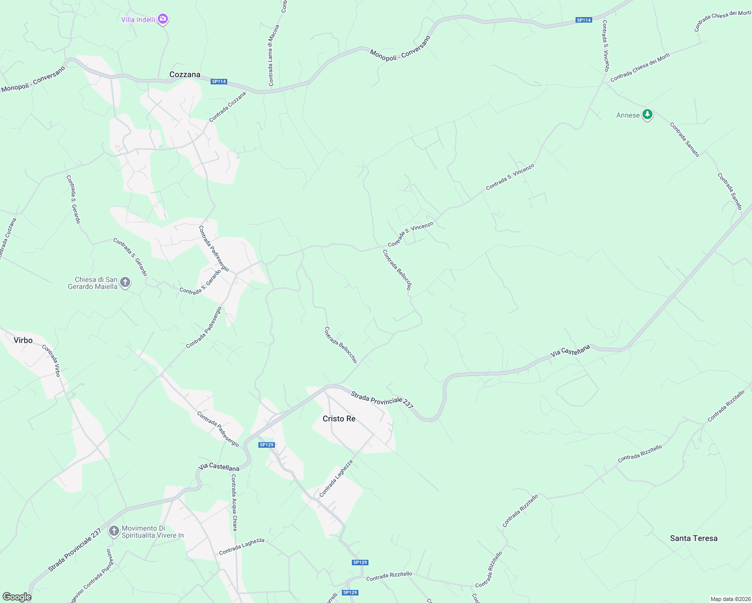 map of restaurants, bars, coffee shops, grocery stores, and more near 843 Contrada Bellocchio in Città Metropolitana di Bari