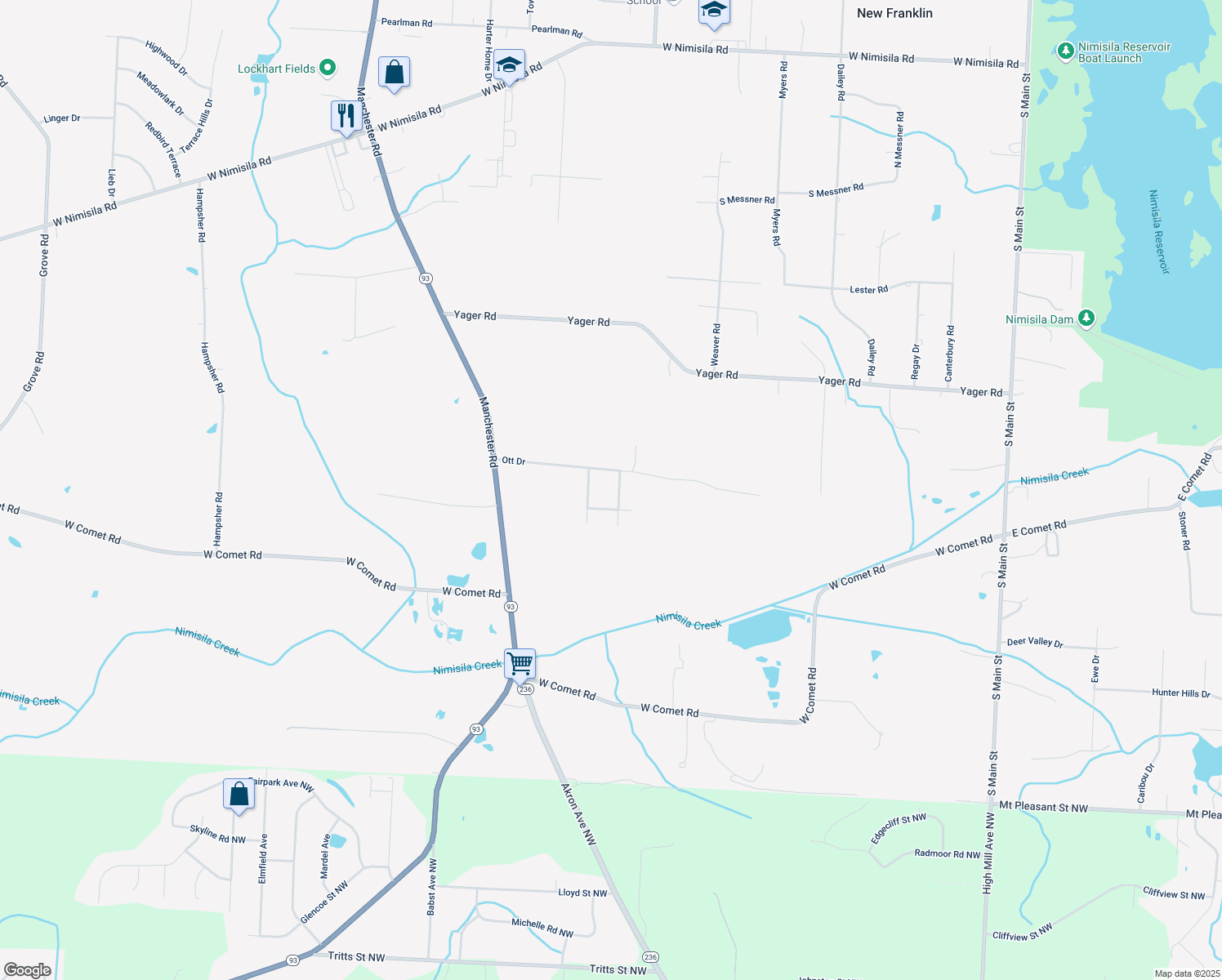 map of restaurants, bars, coffee shops, grocery stores, and more near 6384 Linbrook Drive in Clinton