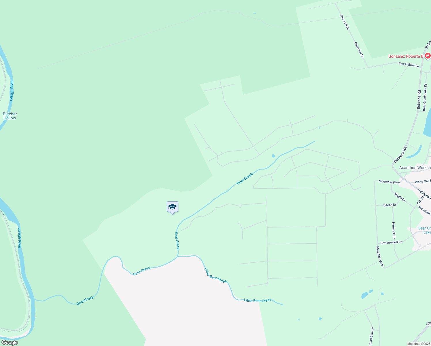 map of restaurants, bars, coffee shops, grocery stores, and more near Bear Creek Drive in Carbon County