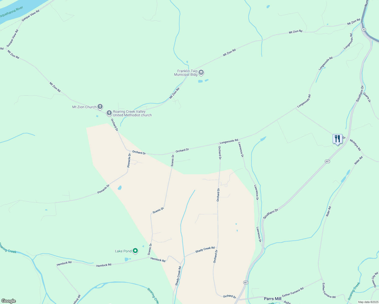map of restaurants, bars, coffee shops, grocery stores, and more near 180 Orchard Drive in Catawissa