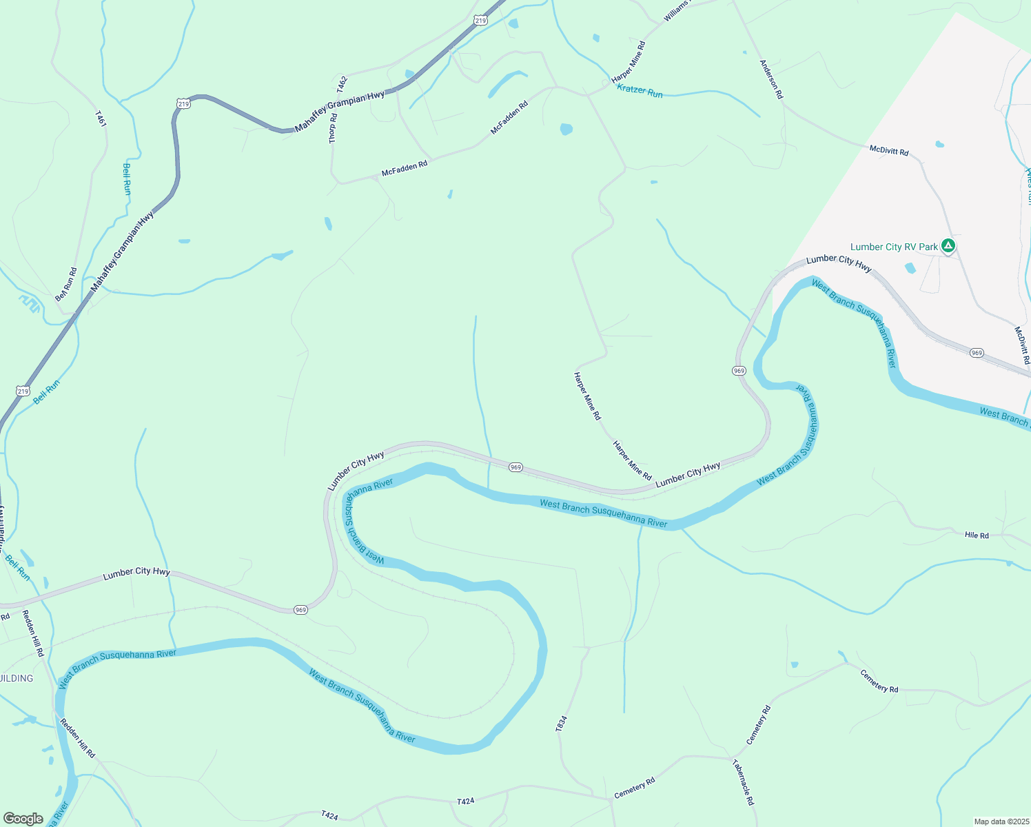 map of restaurants, bars, coffee shops, grocery stores, and more near 2197 Lumber City Highway in Grampian