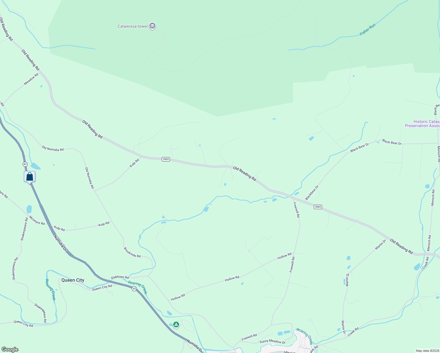 map of restaurants, bars, coffee shops, grocery stores, and more near 654 Old Reading Rd in Catawissa