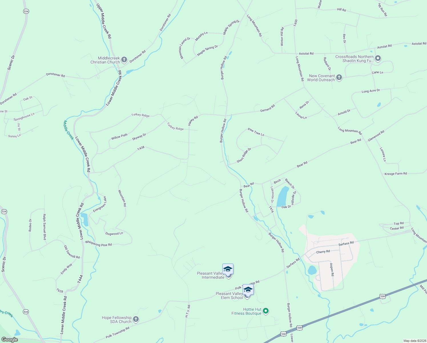 map of restaurants, bars, coffee shops, grocery stores, and more near 783 Burger Hollow Road in Kunkletown
