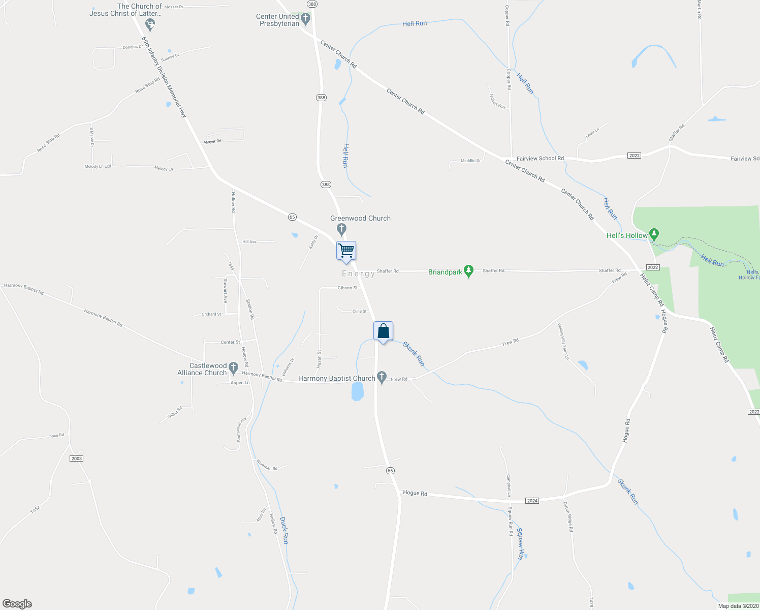 map of restaurants, bars, coffee shops, grocery stores, and more near 3939 Ellwood Road in New Castle