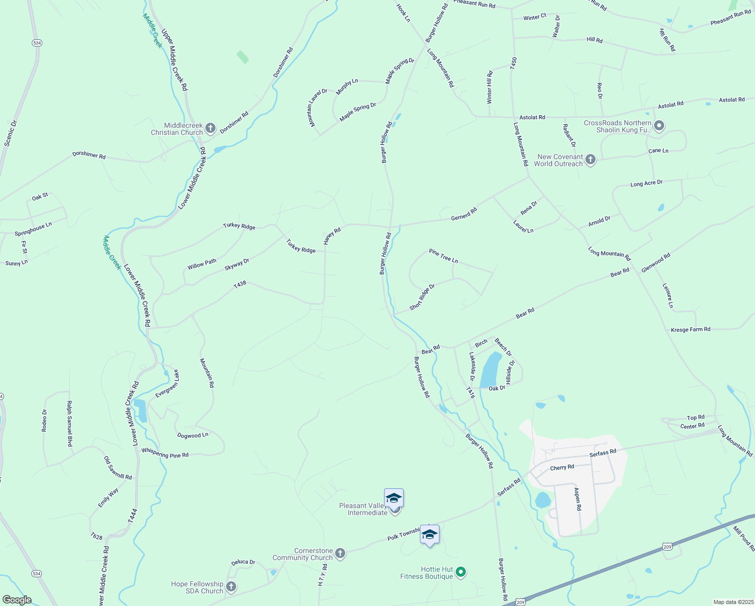 map of restaurants, bars, coffee shops, grocery stores, and more near 801 Burger Hollow Road in Kunkletown