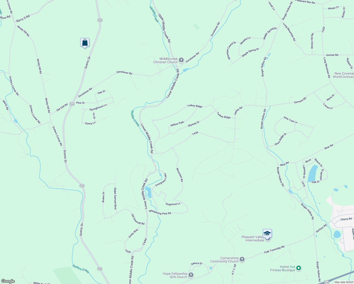map of restaurants, bars, coffee shops, grocery stores, and more near 165 Haney Road in Kunkletown