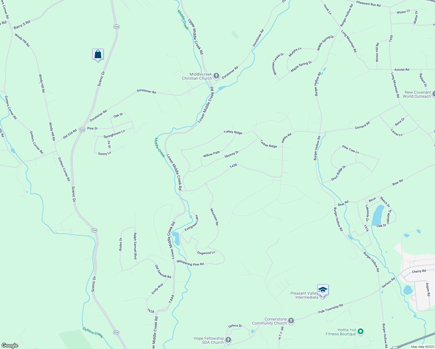 map of restaurants, bars, coffee shops, grocery stores, and more near 175 Haney Road in Kunkletown