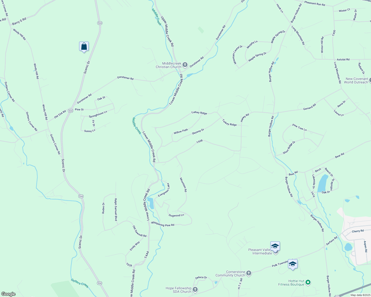 map of restaurants, bars, coffee shops, grocery stores, and more near 175 Haney Road in Kunkletown