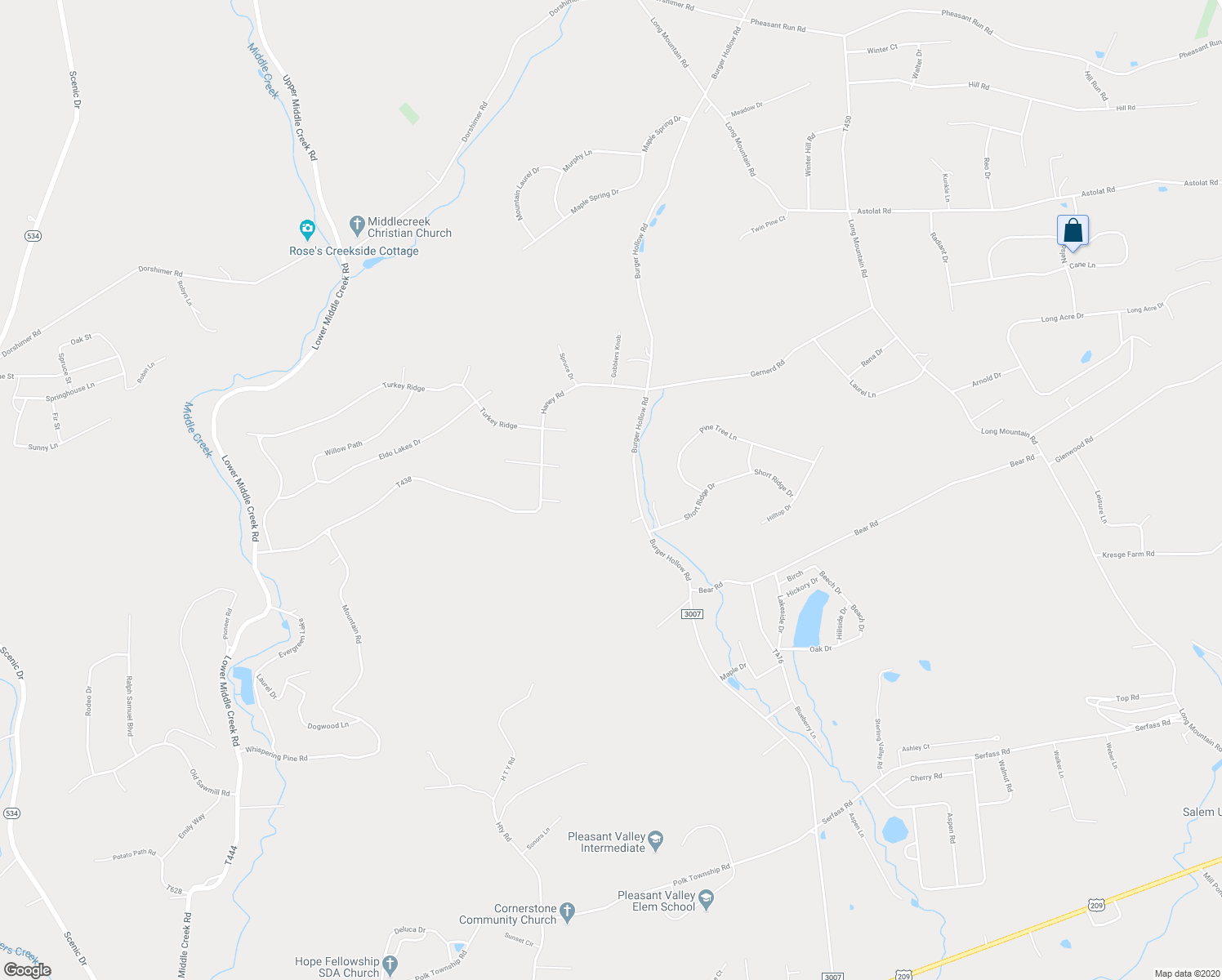 map of restaurants, bars, coffee shops, grocery stores, and more near 789 Burger Hollow Road in Kunkletown