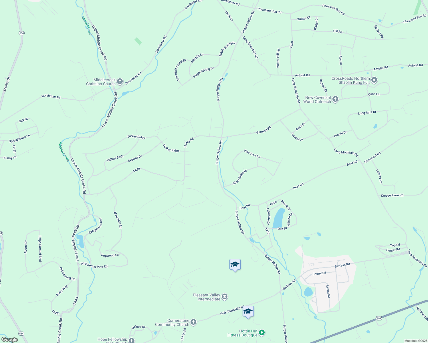 map of restaurants, bars, coffee shops, grocery stores, and more near 801 Burger Hollow Road in Kunkletown