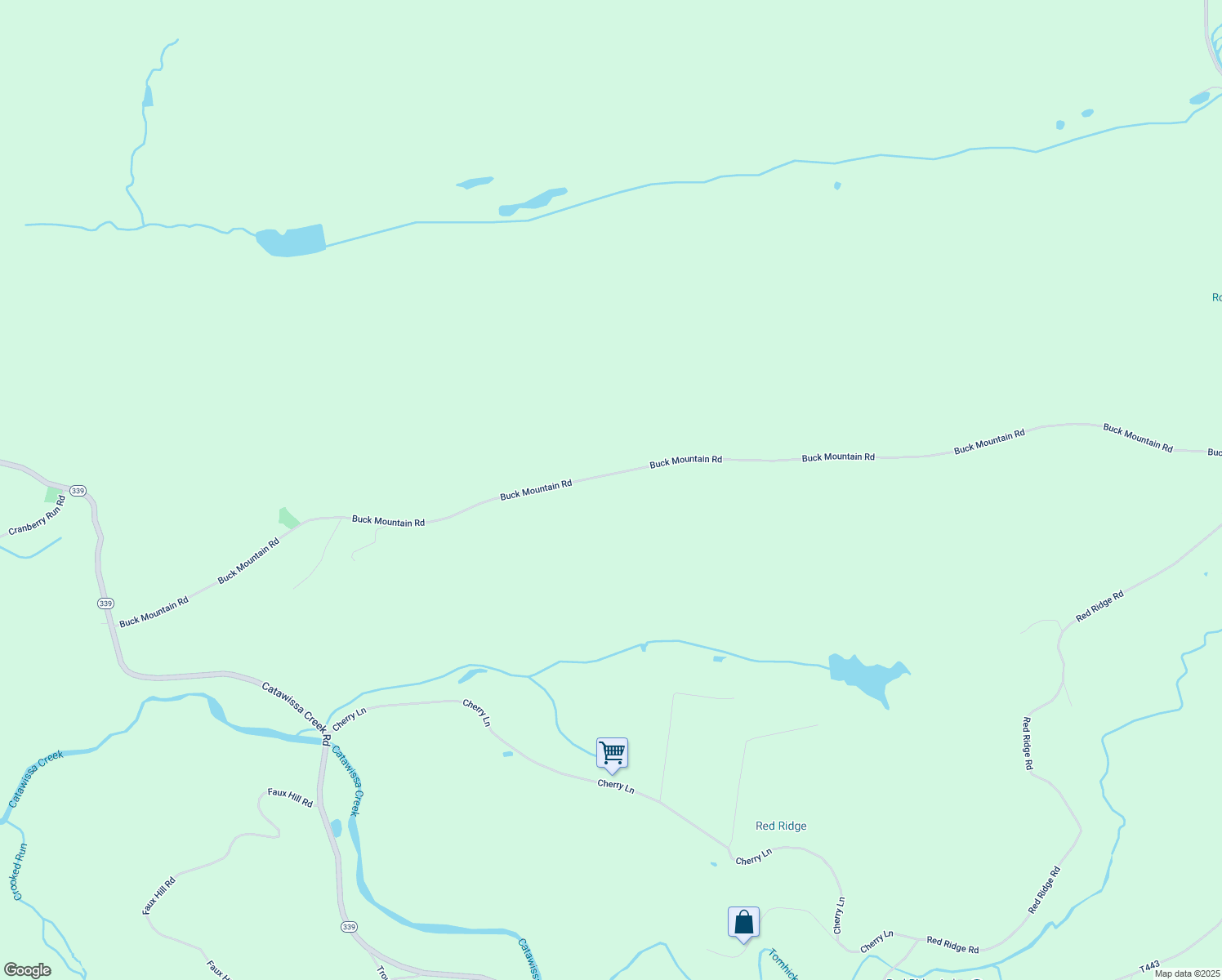 map of restaurants, bars, coffee shops, grocery stores, and more near Buck Mountain Road in Zion Grove