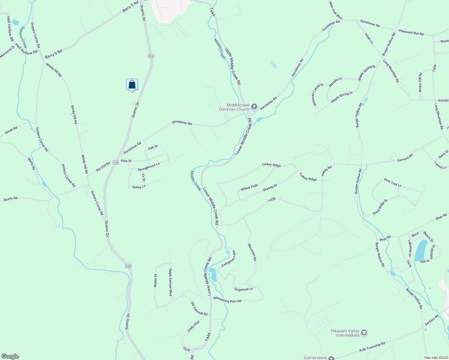map of restaurants, bars, coffee shops, grocery stores, and more near 111 Turkey Ridge in Kunkletown
