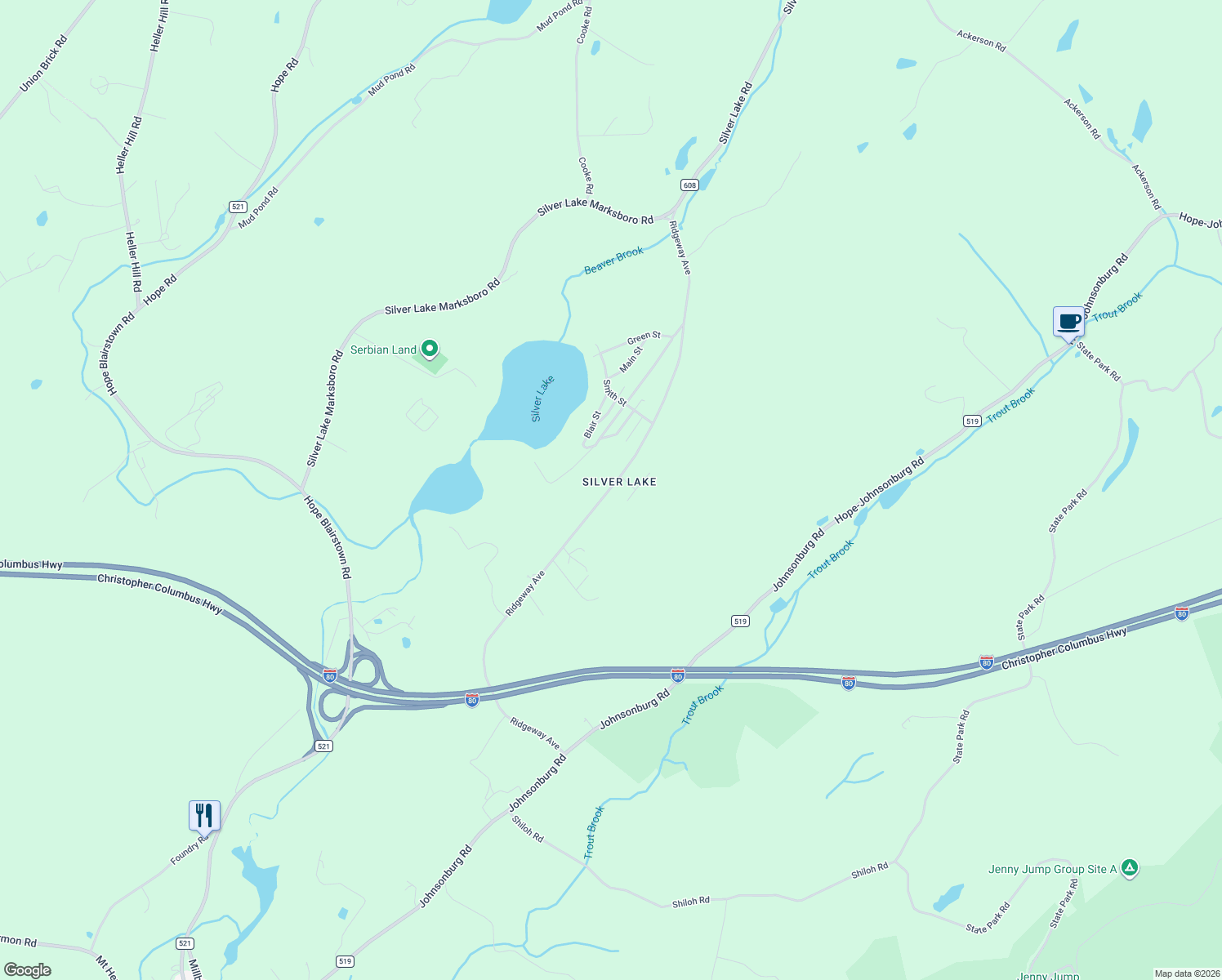 map of restaurants, bars, coffee shops, grocery stores, and more near 62 Ridgeway Avenue in Blairstown