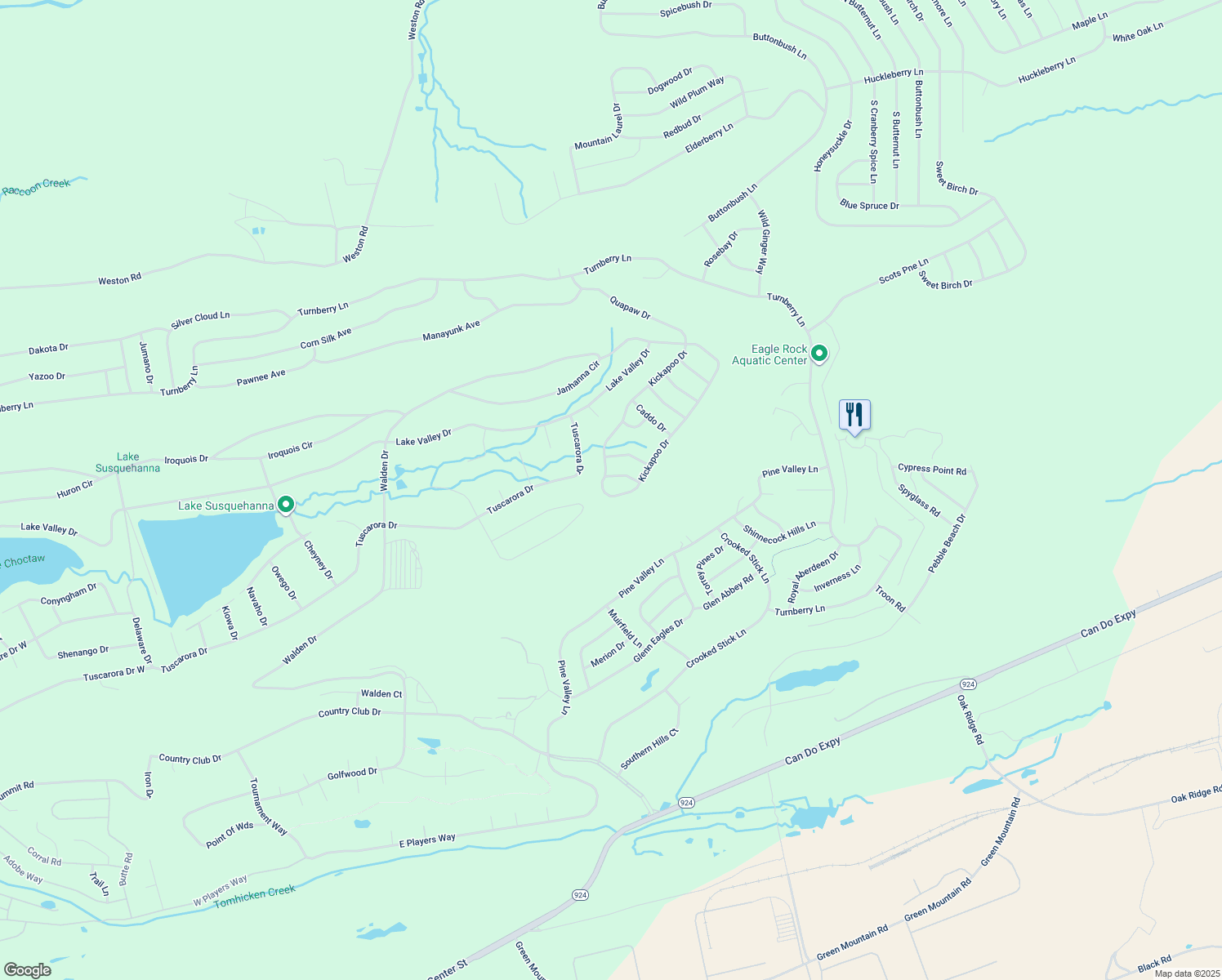 map of restaurants, bars, coffee shops, grocery stores, and more near 173 Kickapoo Drive in Luzerne County