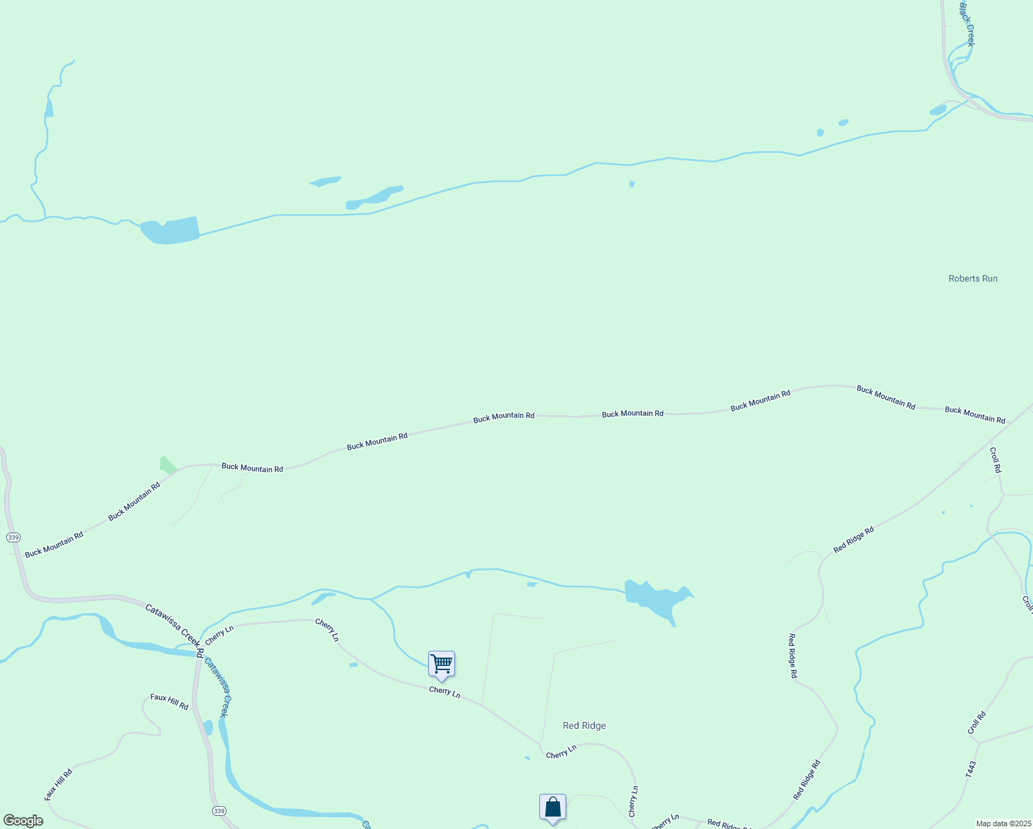 map of restaurants, bars, coffee shops, grocery stores, and more near Buck Mountain Road in Schuylkill County
