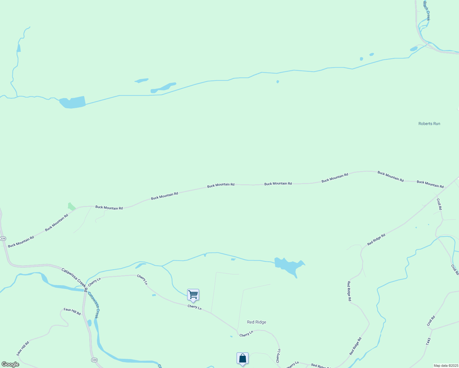 map of restaurants, bars, coffee shops, grocery stores, and more near Buck Mountain Road in Zion Grove