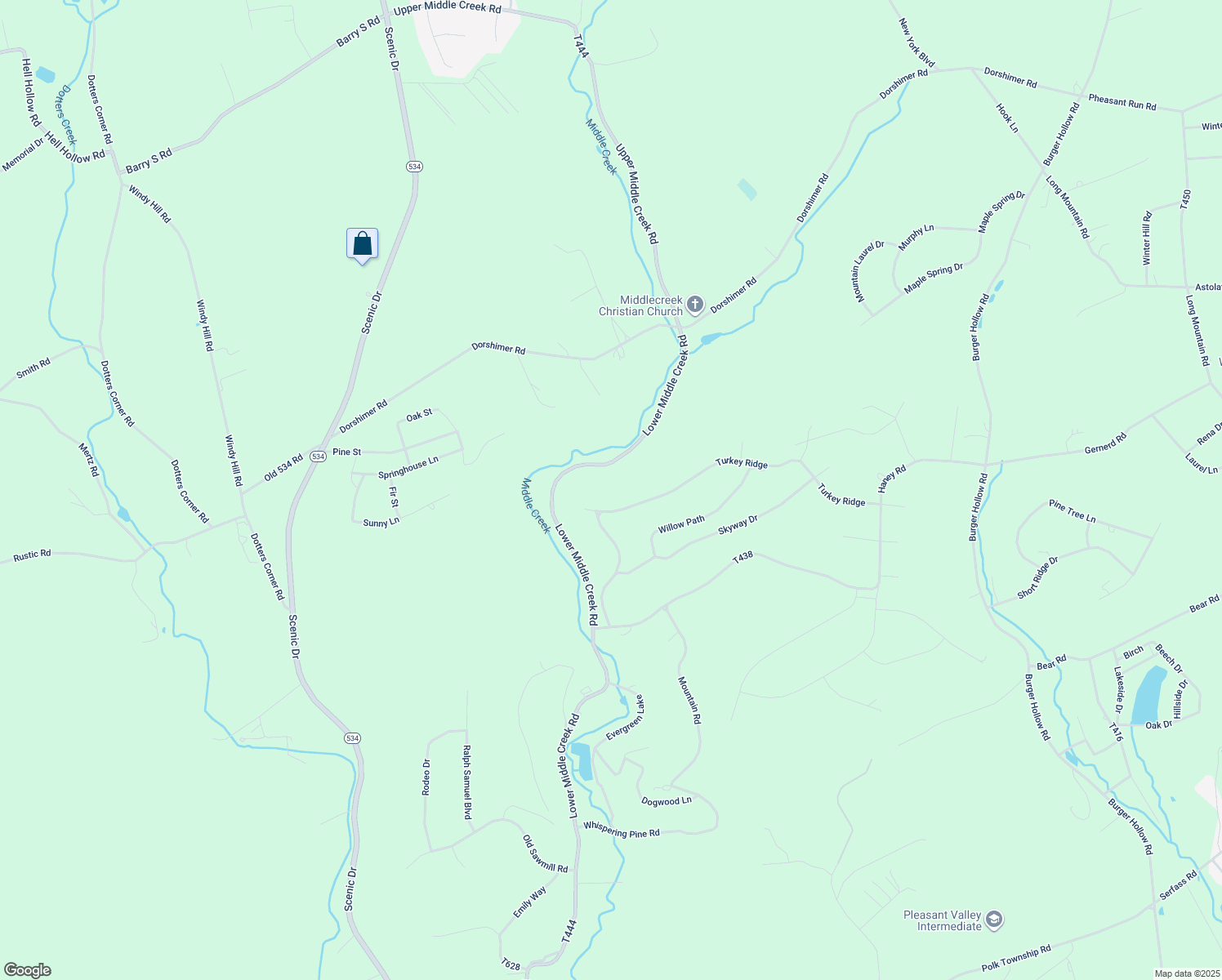 map of restaurants, bars, coffee shops, grocery stores, and more near 111 Turkey Ridge in Kunkletown