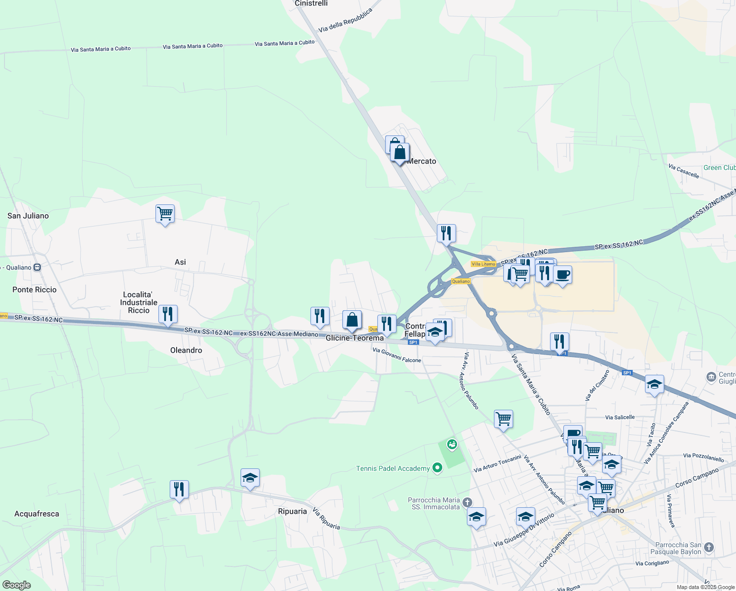 map of restaurants, bars, coffee shops, grocery stores, and more near in Metropolitan City of Naples