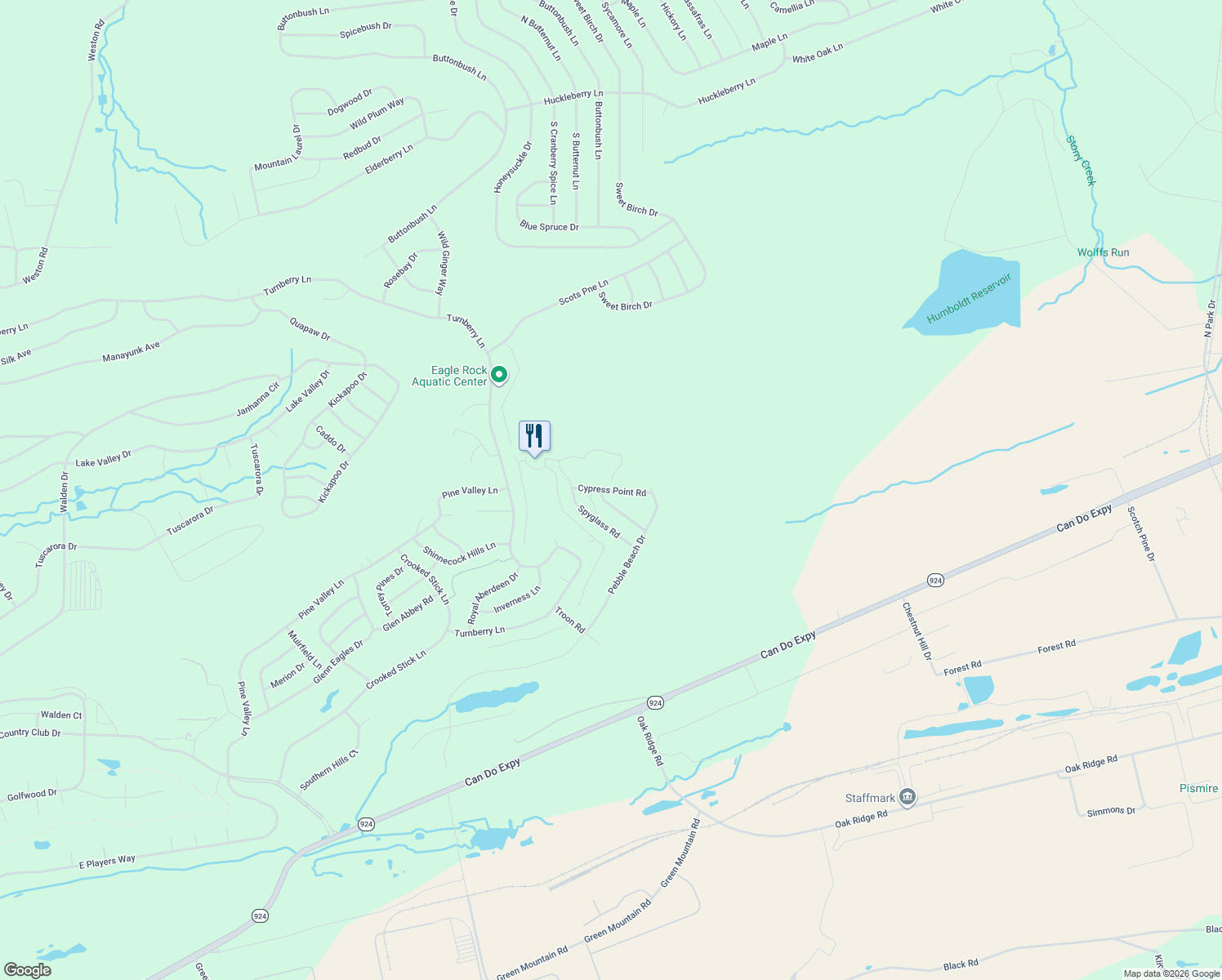 map of restaurants, bars, coffee shops, grocery stores, and more near Cypress Point Road in Luzerne County