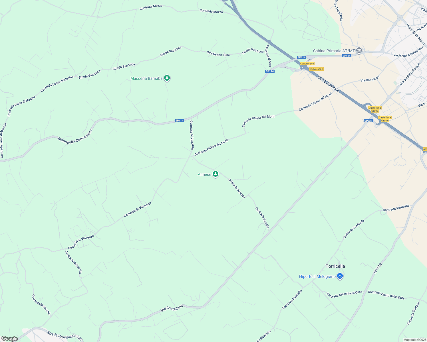 map of restaurants, bars, coffee shops, grocery stores, and more near 565 Contrada Samato in Monopoli