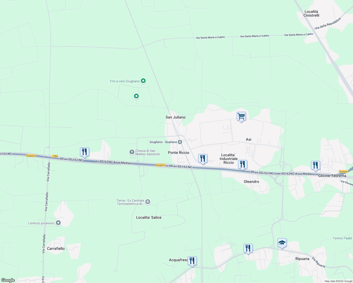 map of restaurants, bars, coffee shops, grocery stores, and more near 85 1º Traversa Ponte Riccio in Ponte Riccio