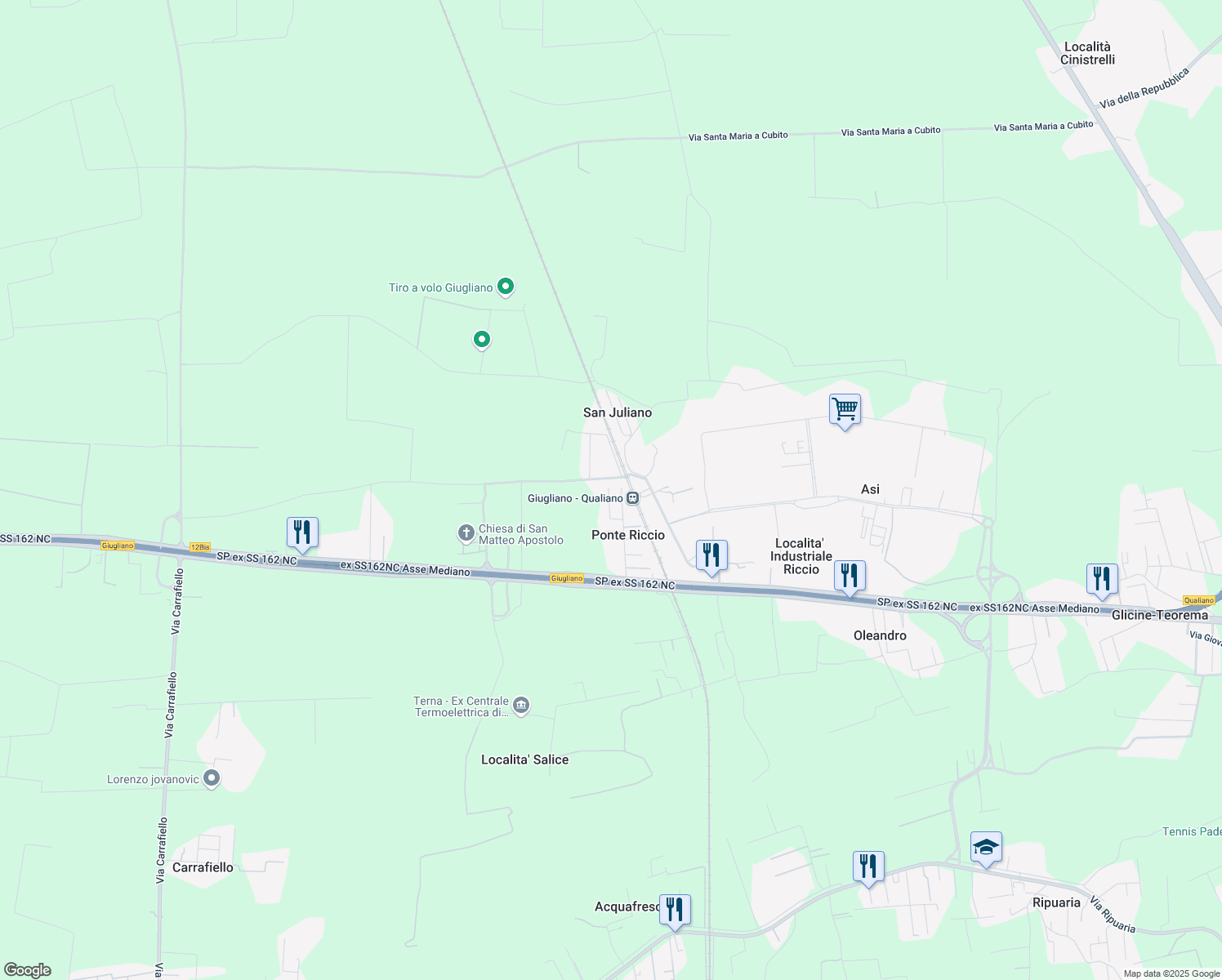 map of restaurants, bars, coffee shops, grocery stores, and more near 85 1º Traversa Ponte Riccio in Ponte Riccio