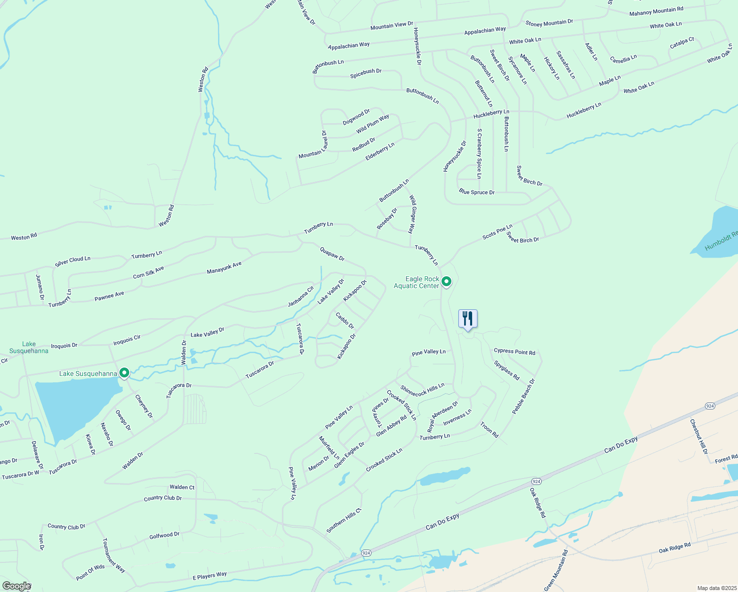 map of restaurants, bars, coffee shops, grocery stores, and more near Cherokee Drive in Luzerne County