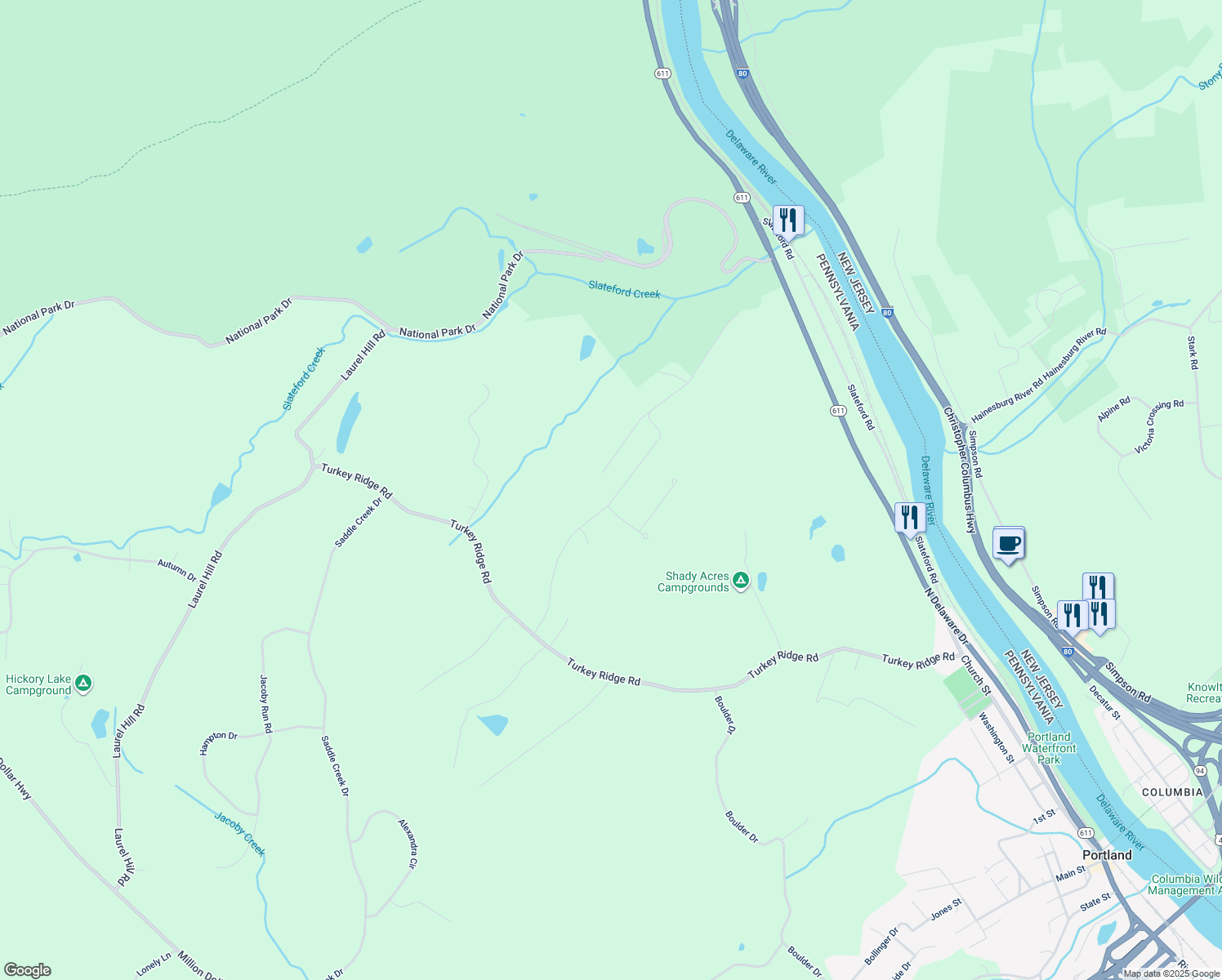 map of restaurants, bars, coffee shops, grocery stores, and more near 312 Gallery Lane in Mount Bethel