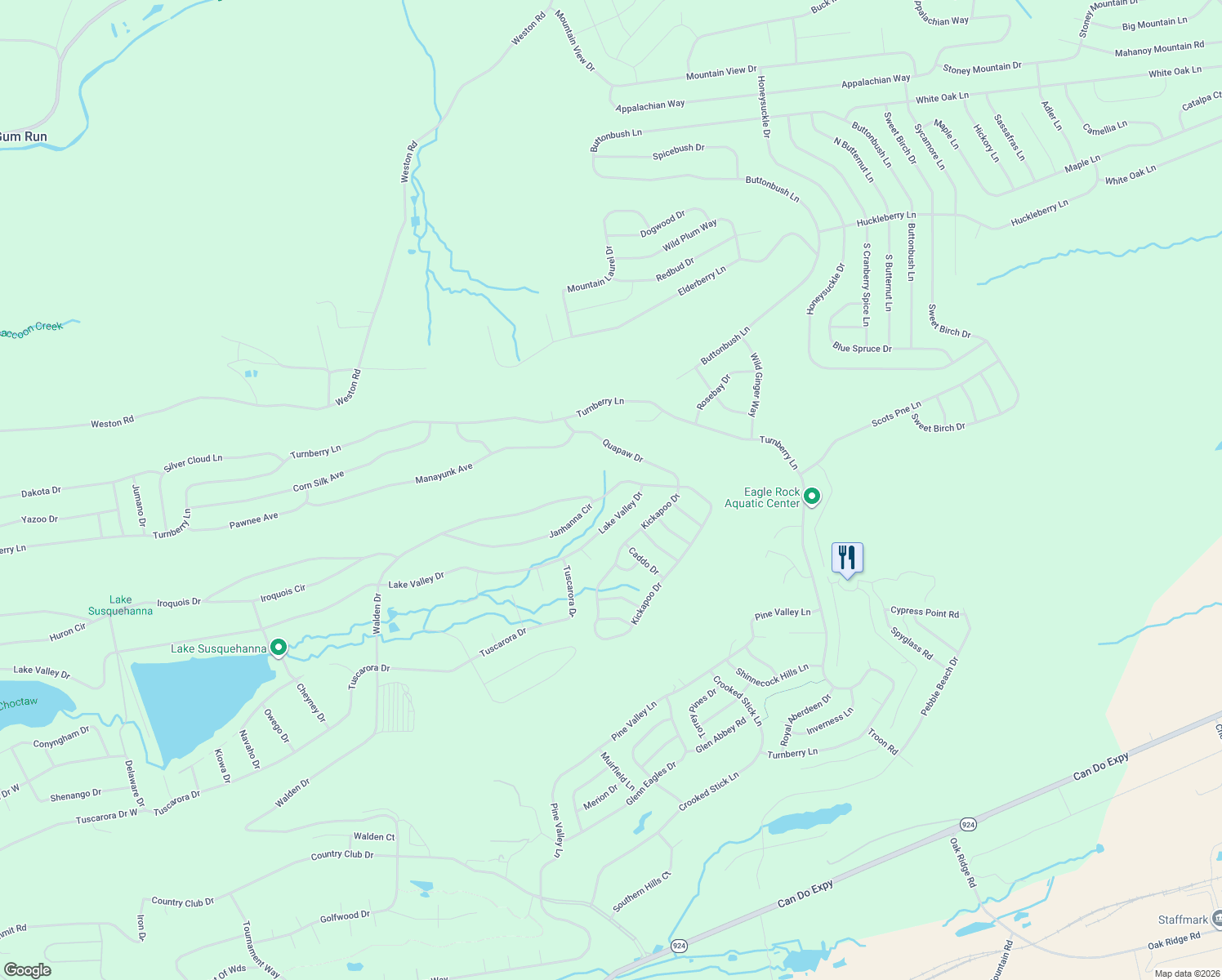 map of restaurants, bars, coffee shops, grocery stores, and more near Janhanna Cir in Luzerne