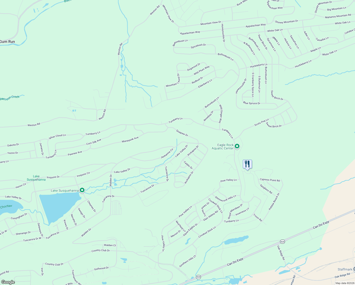 map of restaurants, bars, coffee shops, grocery stores, and more near Janhanna Cir in Luzerne