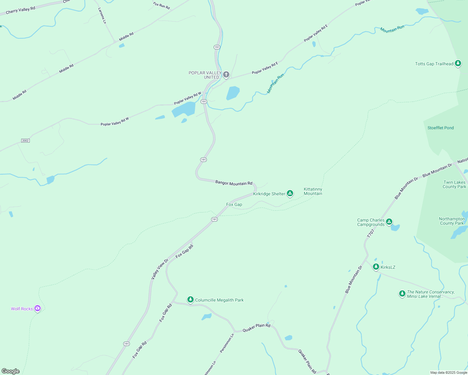 map of restaurants, bars, coffee shops, grocery stores, and more near 197 Bangor Mountain Road in Stroudsburg