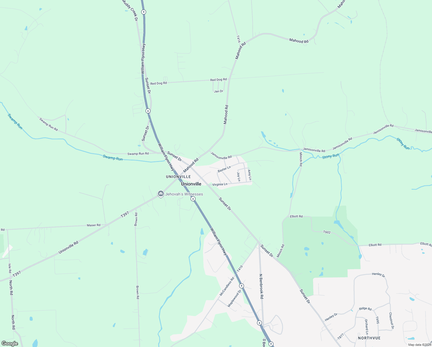 map of restaurants, bars, coffee shops, grocery stores, and more near 211 Baxter Lane in Butler