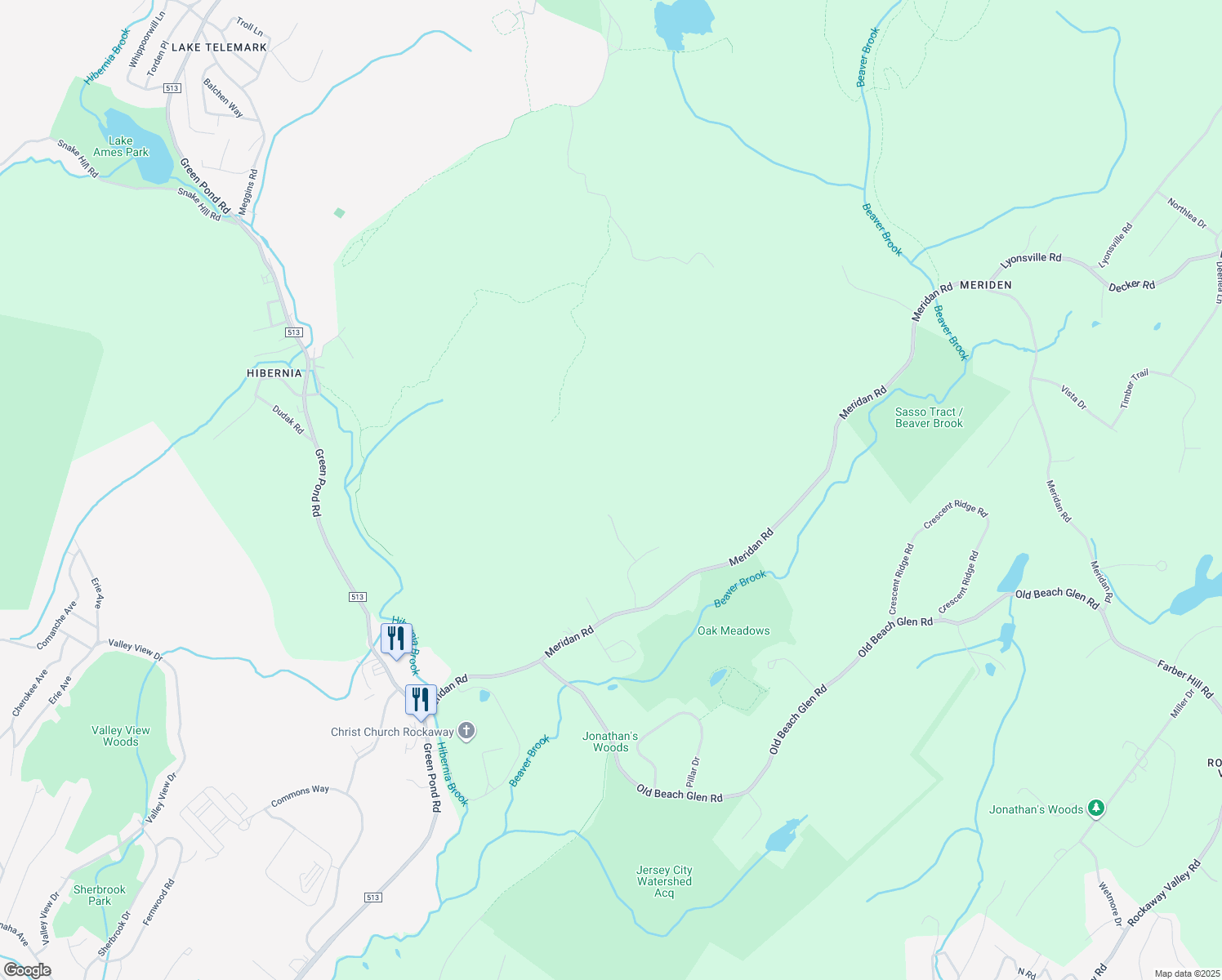 map of restaurants, bars, coffee shops, grocery stores, and more near 8 Rabbit Run in Rockaway