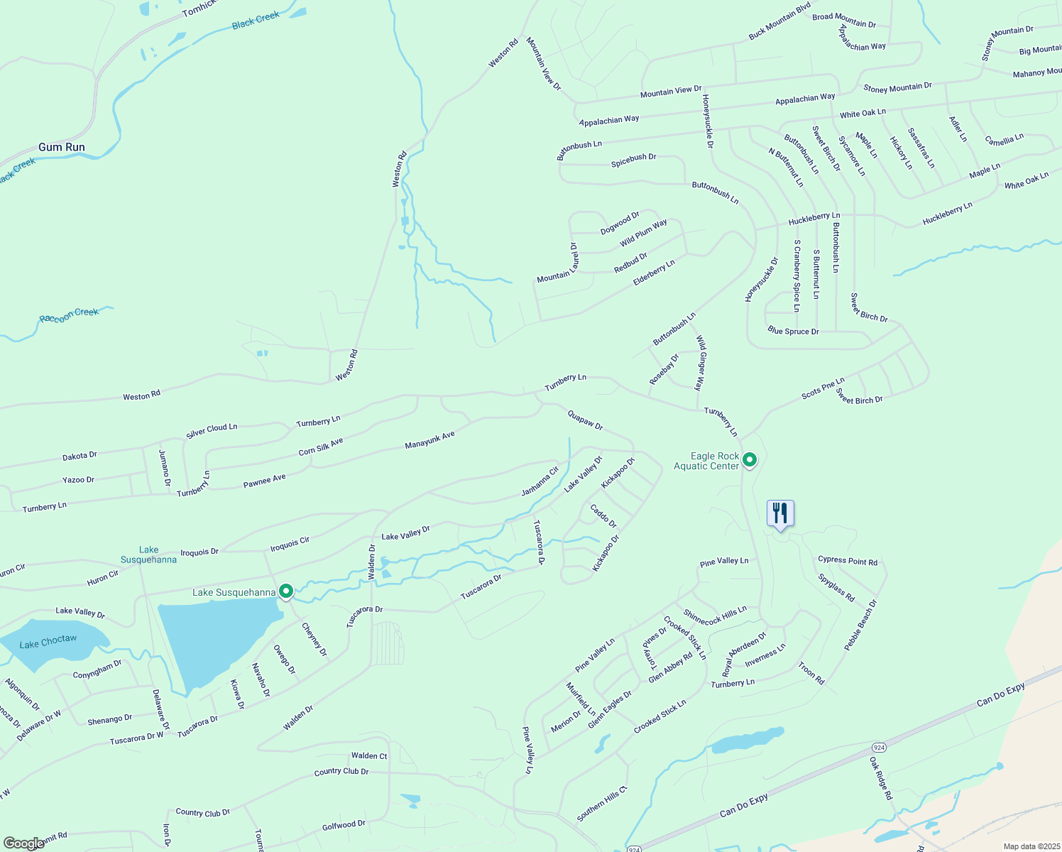 map of restaurants, bars, coffee shops, grocery stores, and more near 12 Manayunk Avenue in Luzerne County