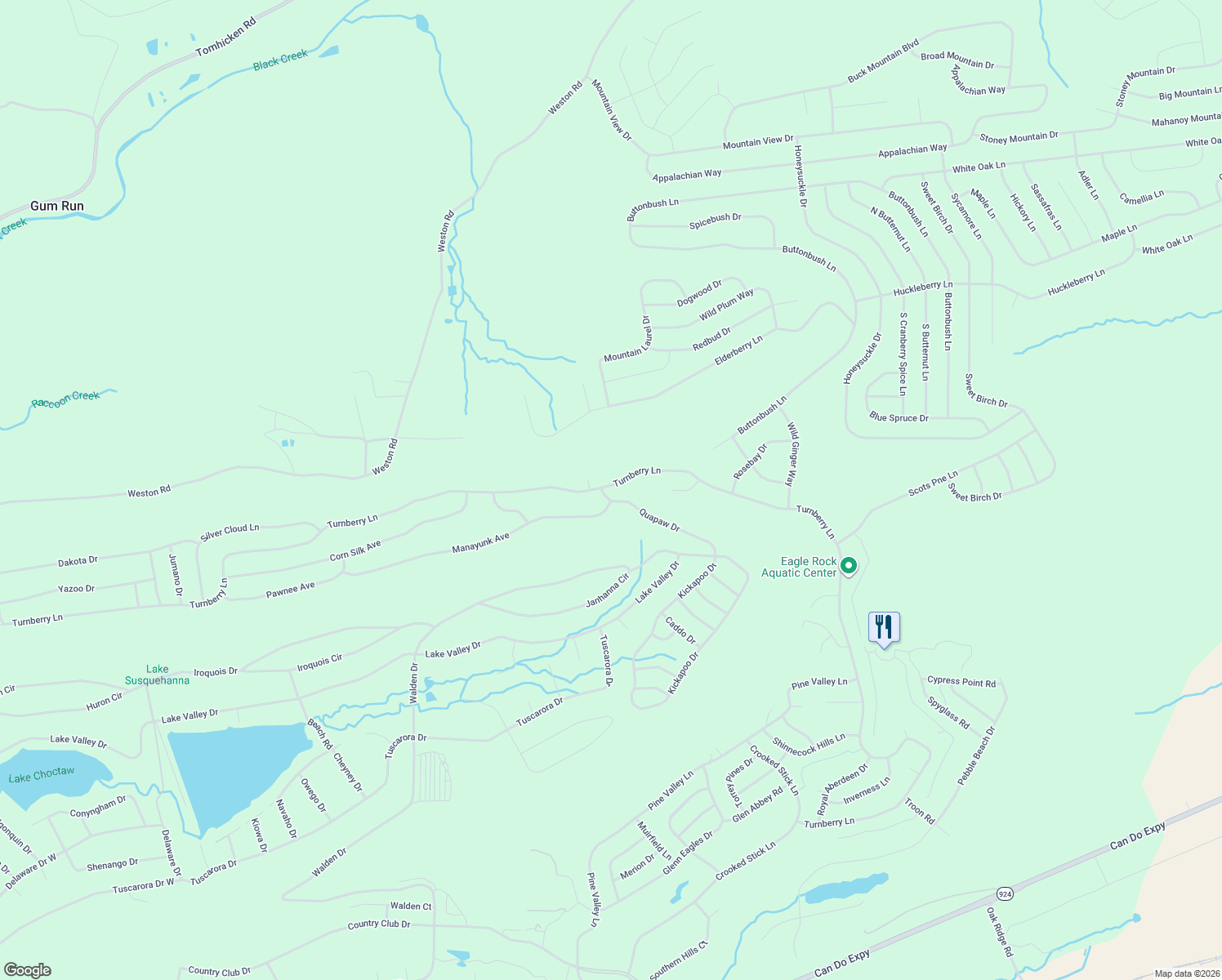 map of restaurants, bars, coffee shops, grocery stores, and more near 375 Turnberry Lane in Luzerne County
